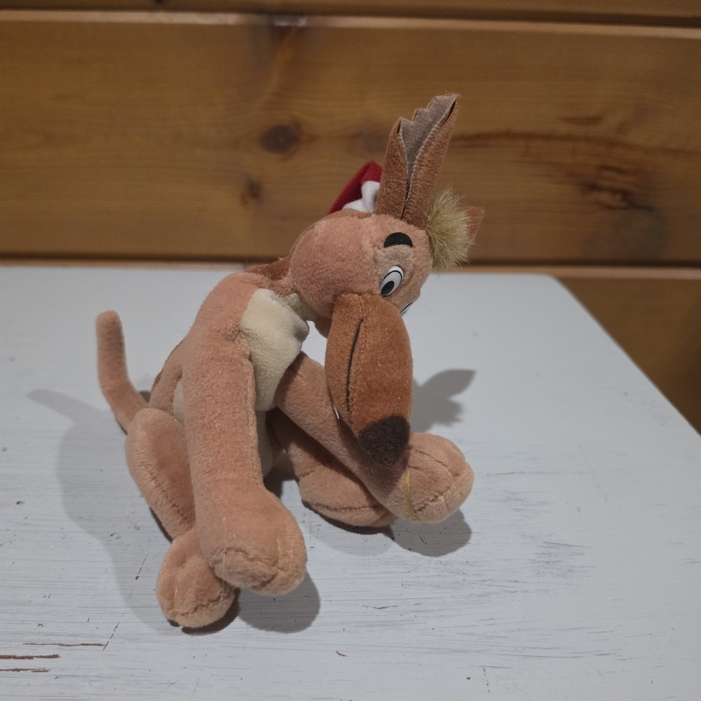 All Dogs Go to Heaven Christmas Carol Charlie 1998 Santa Hat Plush Denny's 7"